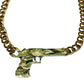 Camouflage Pendant and Gold Chain Necklace