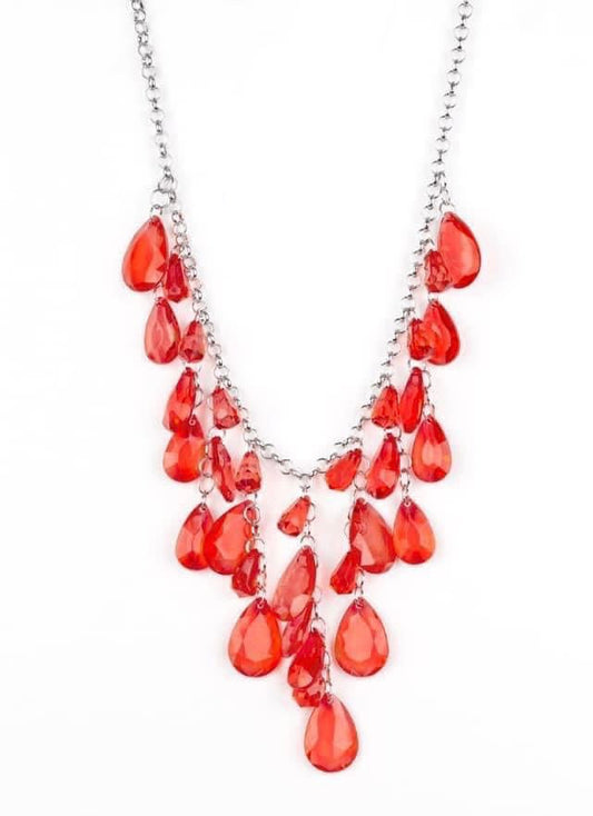 Red Teardrop Charms Necklace