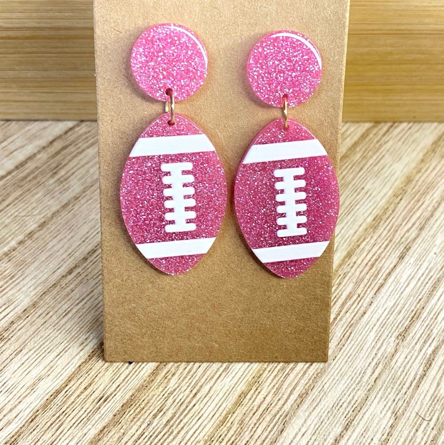 Pink Football Earrings