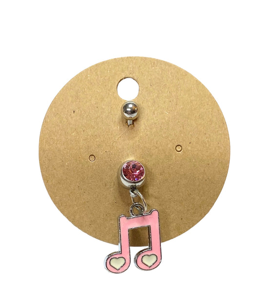 Pink Music Note Belly Ring