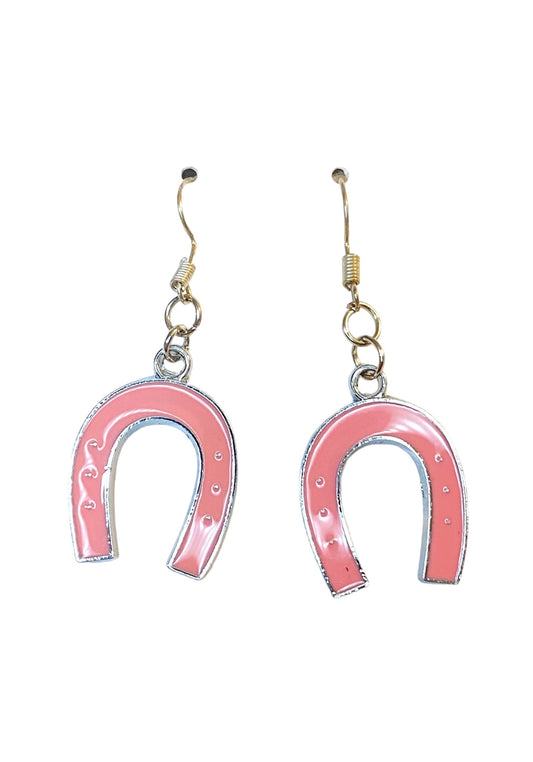 Pink Horseshoe Earrings