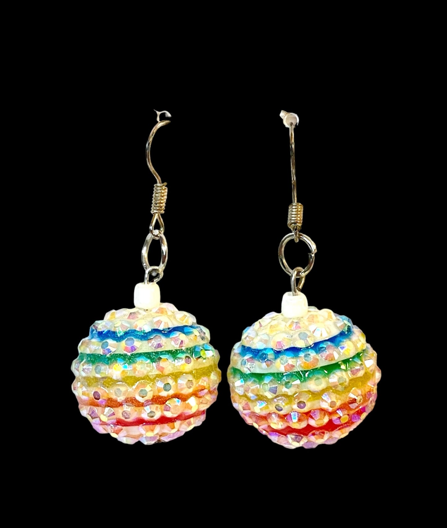 Rainbow Rhinestone Bead Earrings