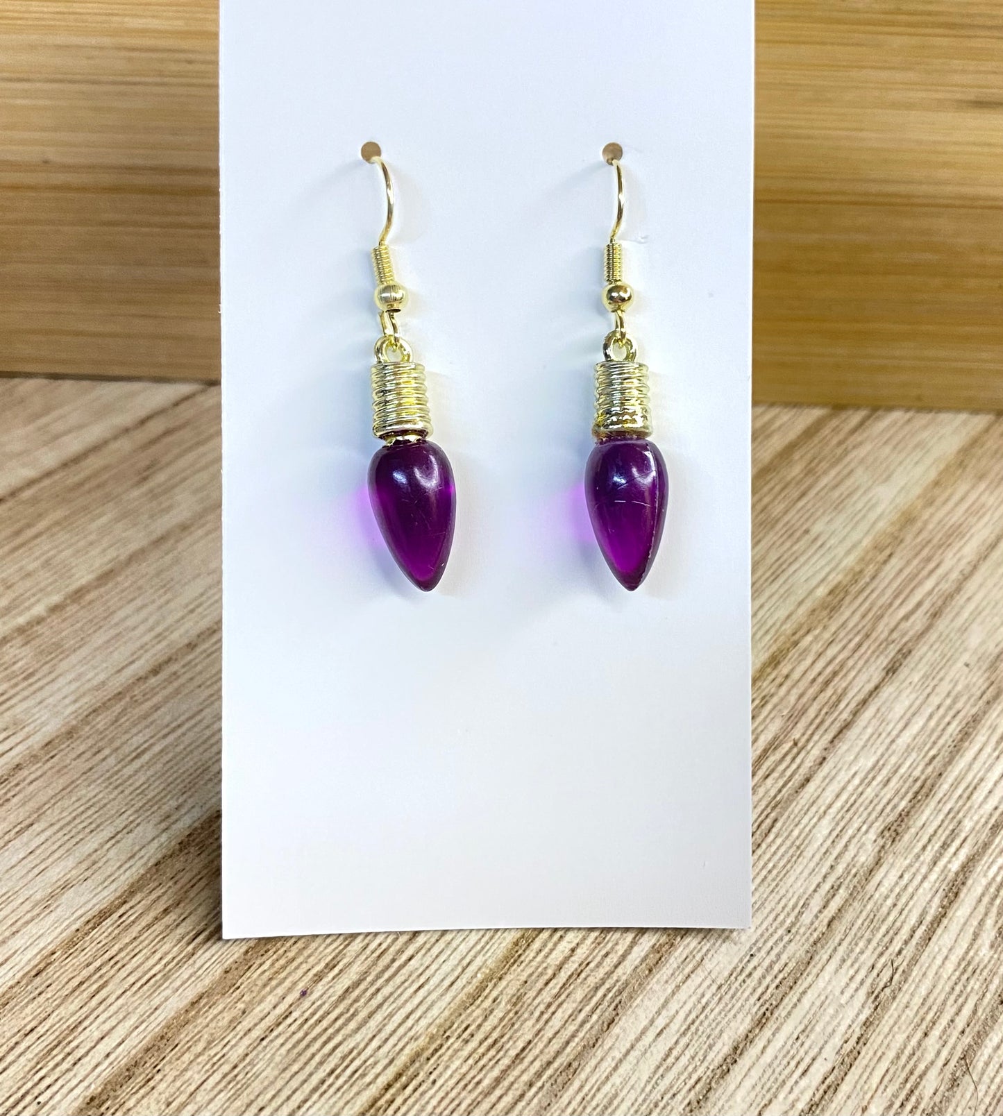 Purple Christmas Lightbulb Earrings