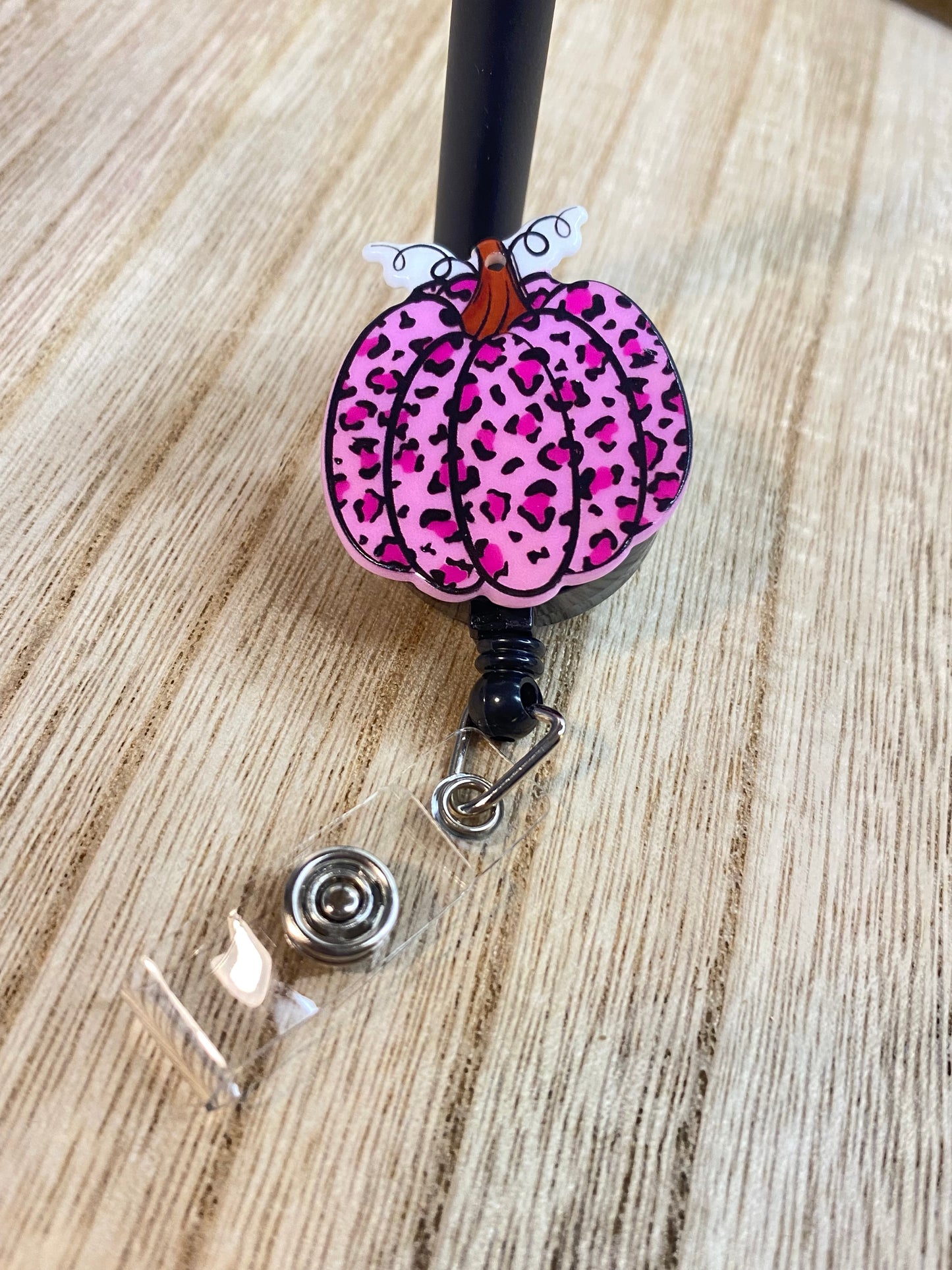 Pink Leopard Print Name Badge Reel