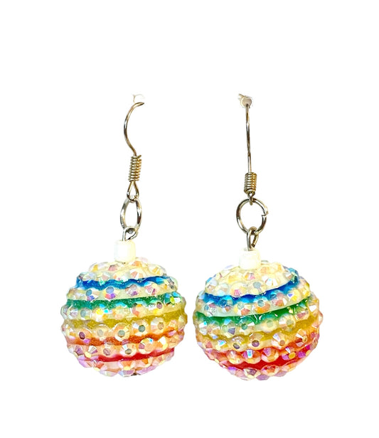 Rainbow Rhinestone Bead Earrings