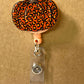 Orange Leopard Print Pumpkin Name Badge Reel