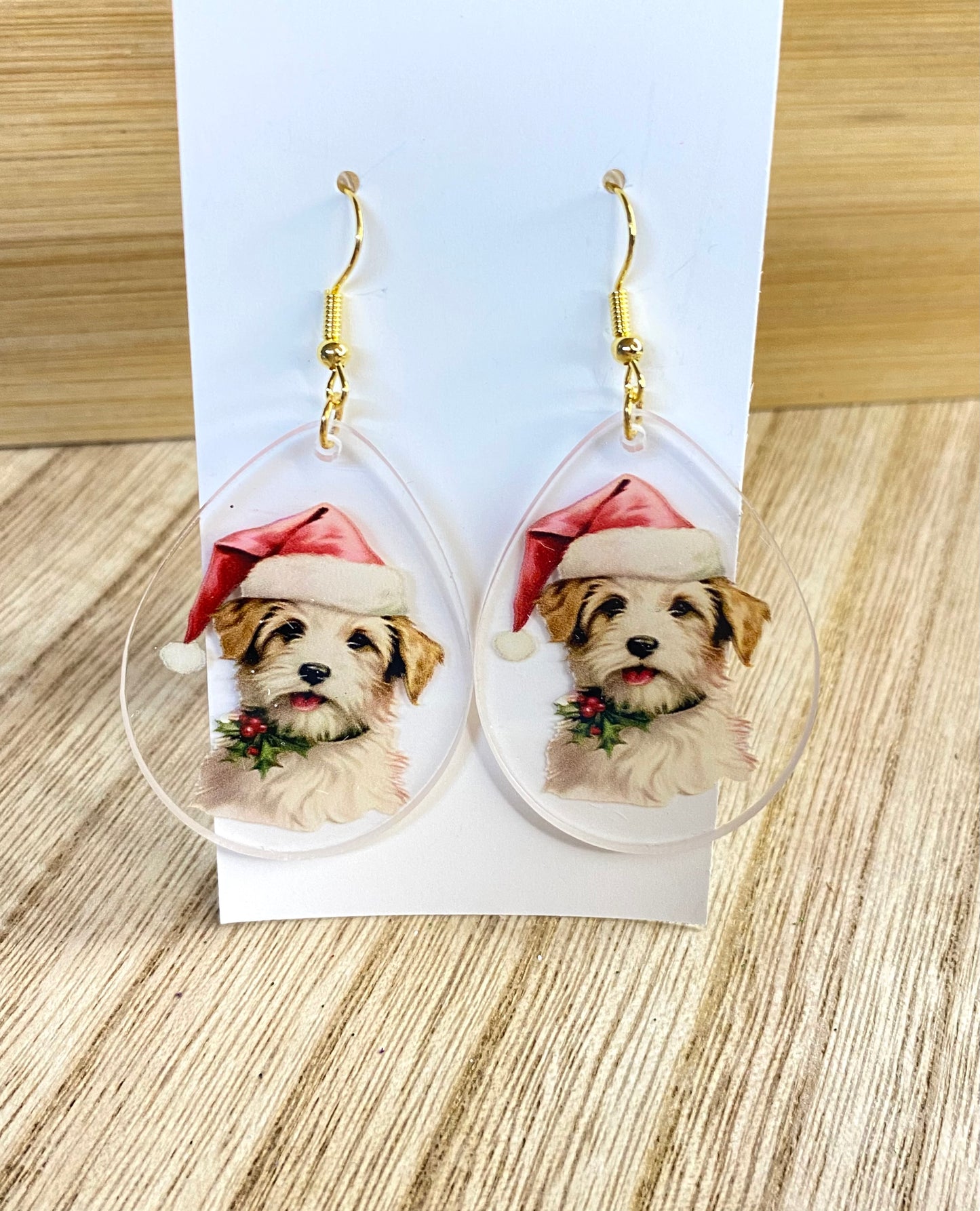 Christmas Puppy Teardrop Earrings