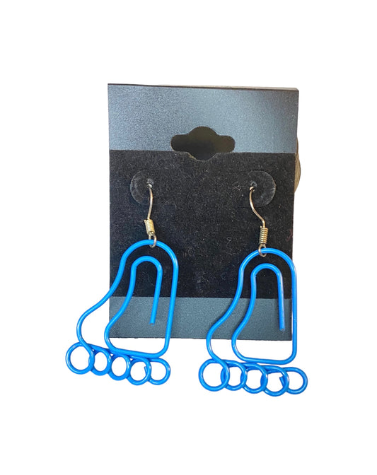 Blue Feet Paperclip Earrings