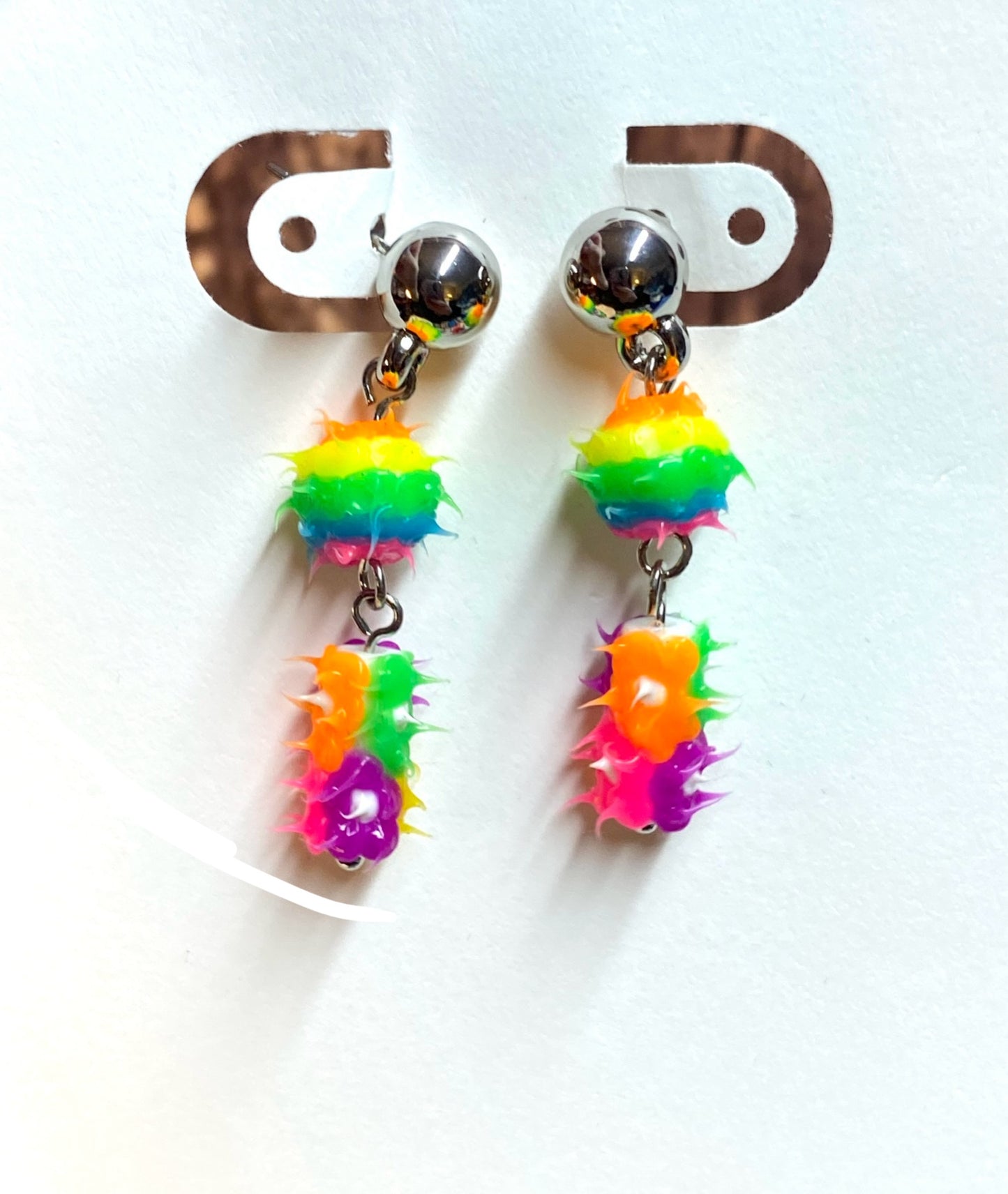 Multicolor Rubber Spike Charm Earrings