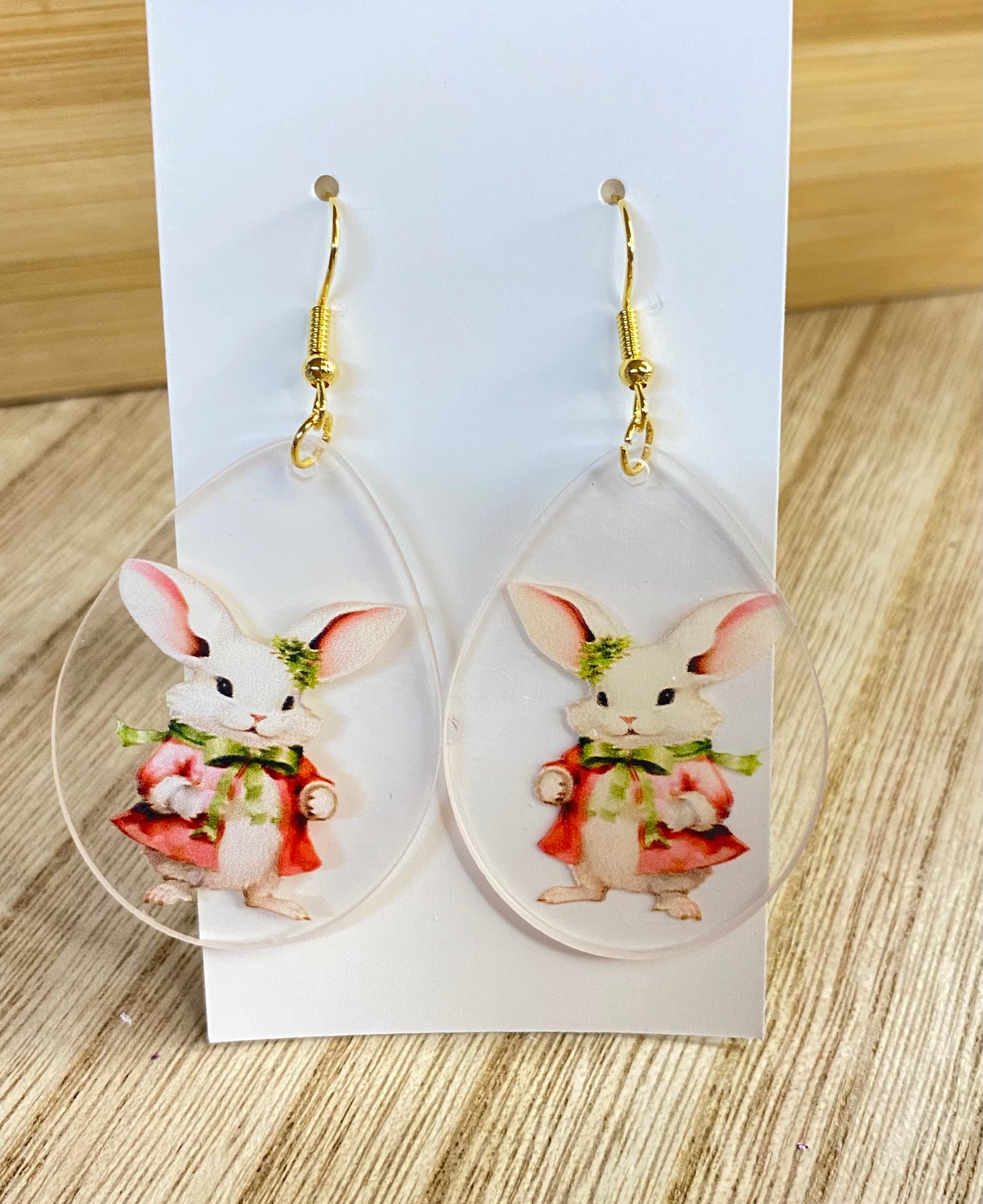 Christmas Rabbit Teardrop Earrings