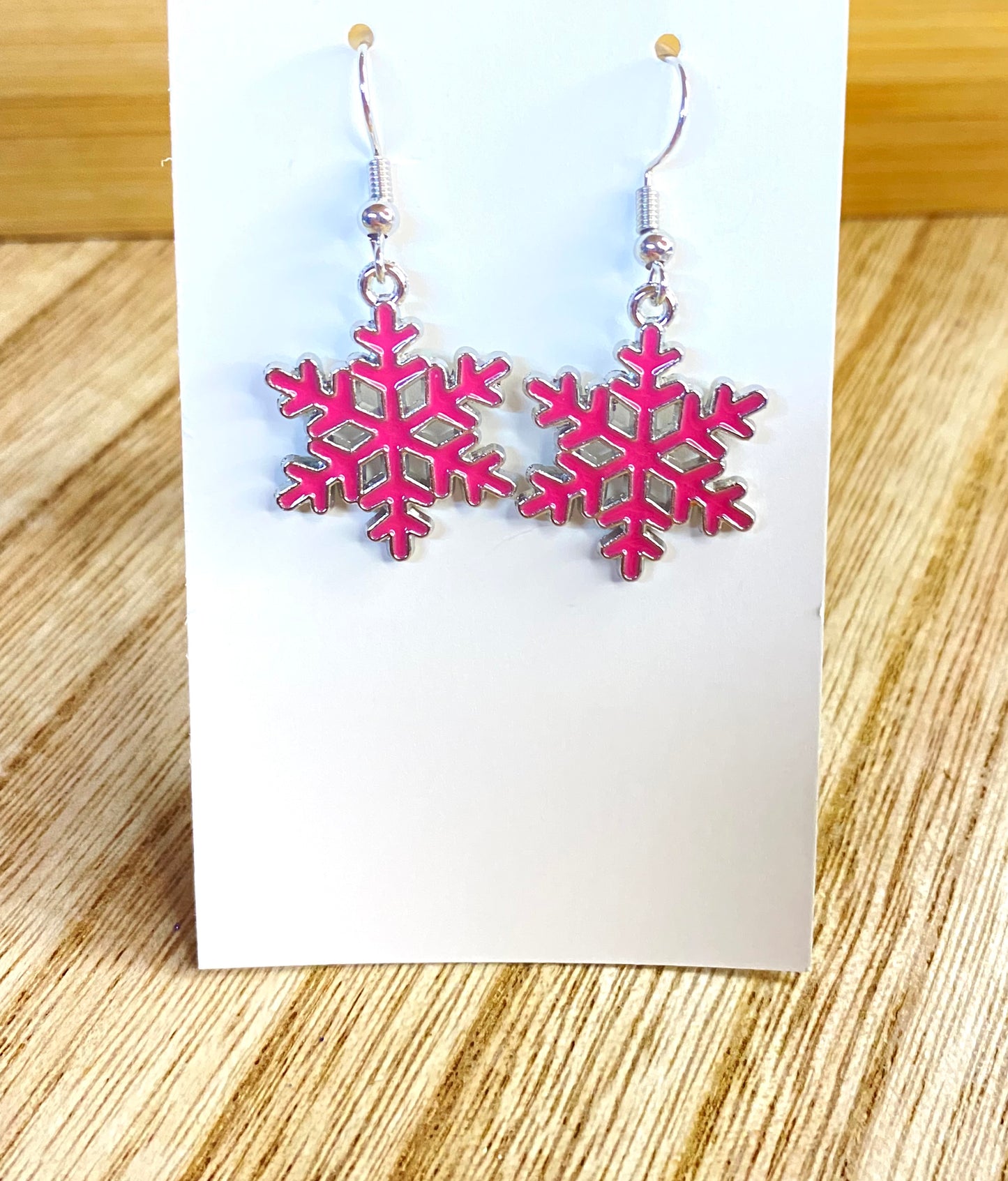 Pink Snowflake Earrings