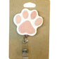 Pink and White Paw Name Badge Reel