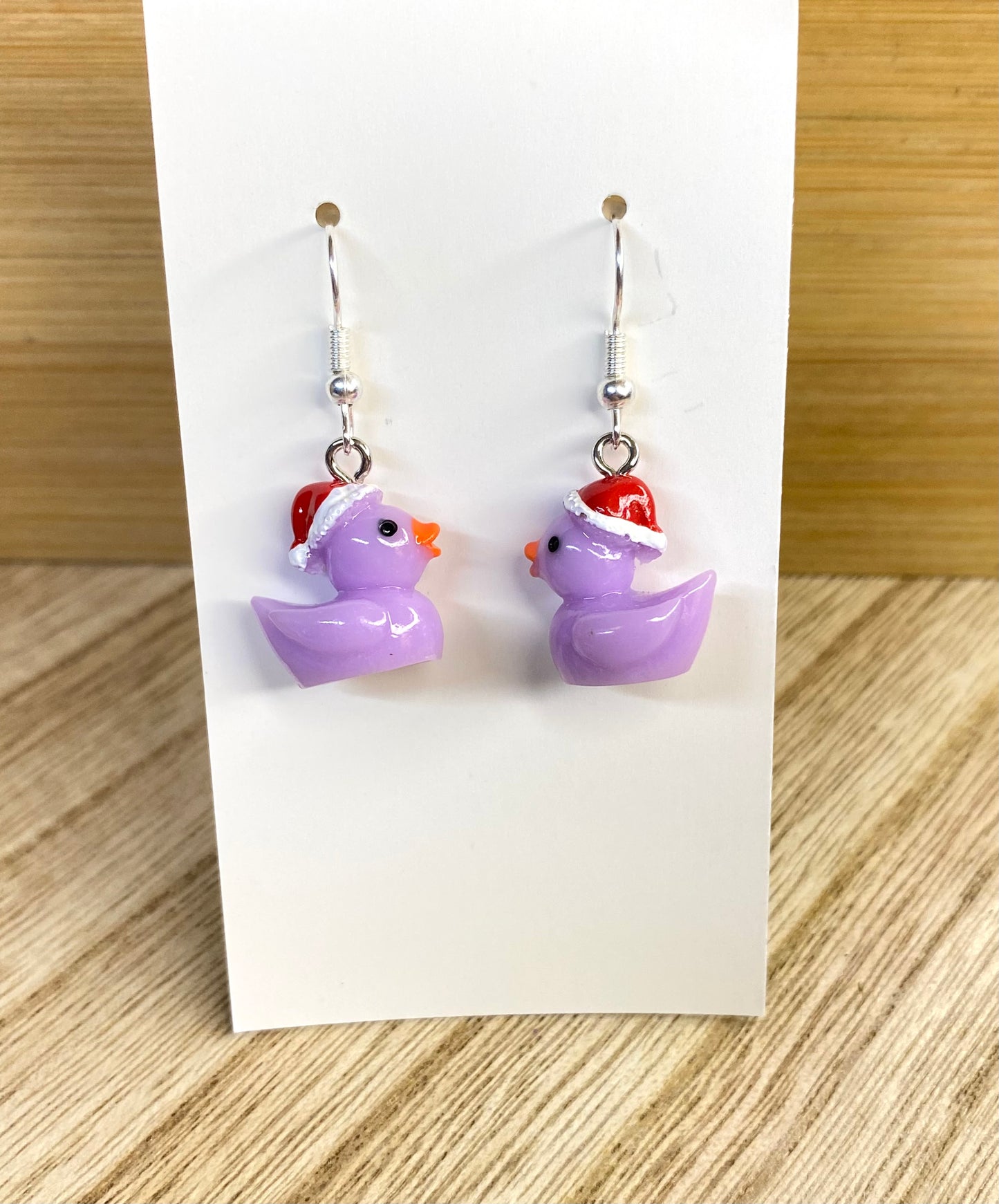 Purple Christmas Duck Earrings