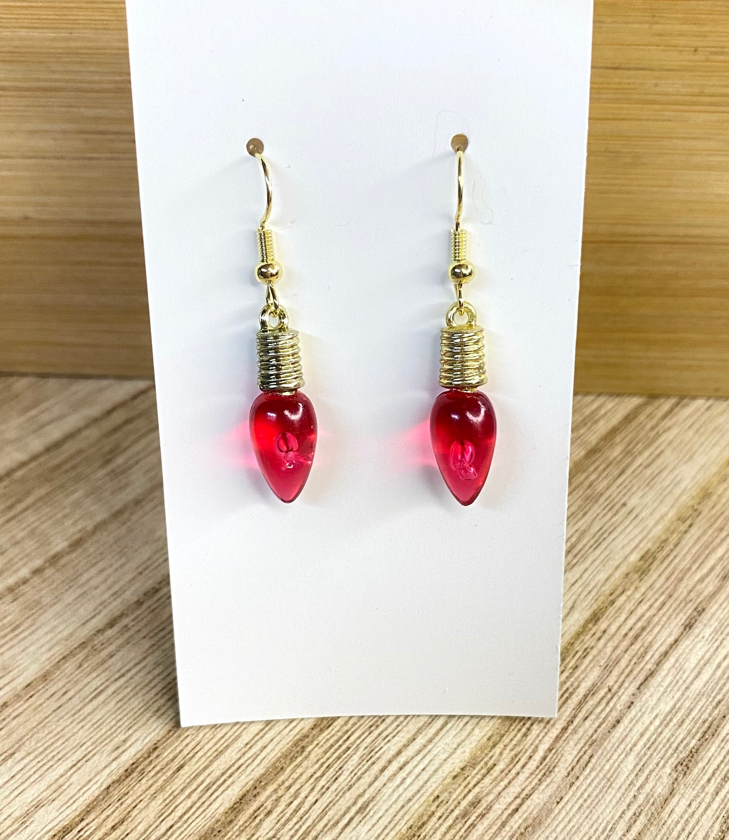 Red Christmas Lightbulb Earrings