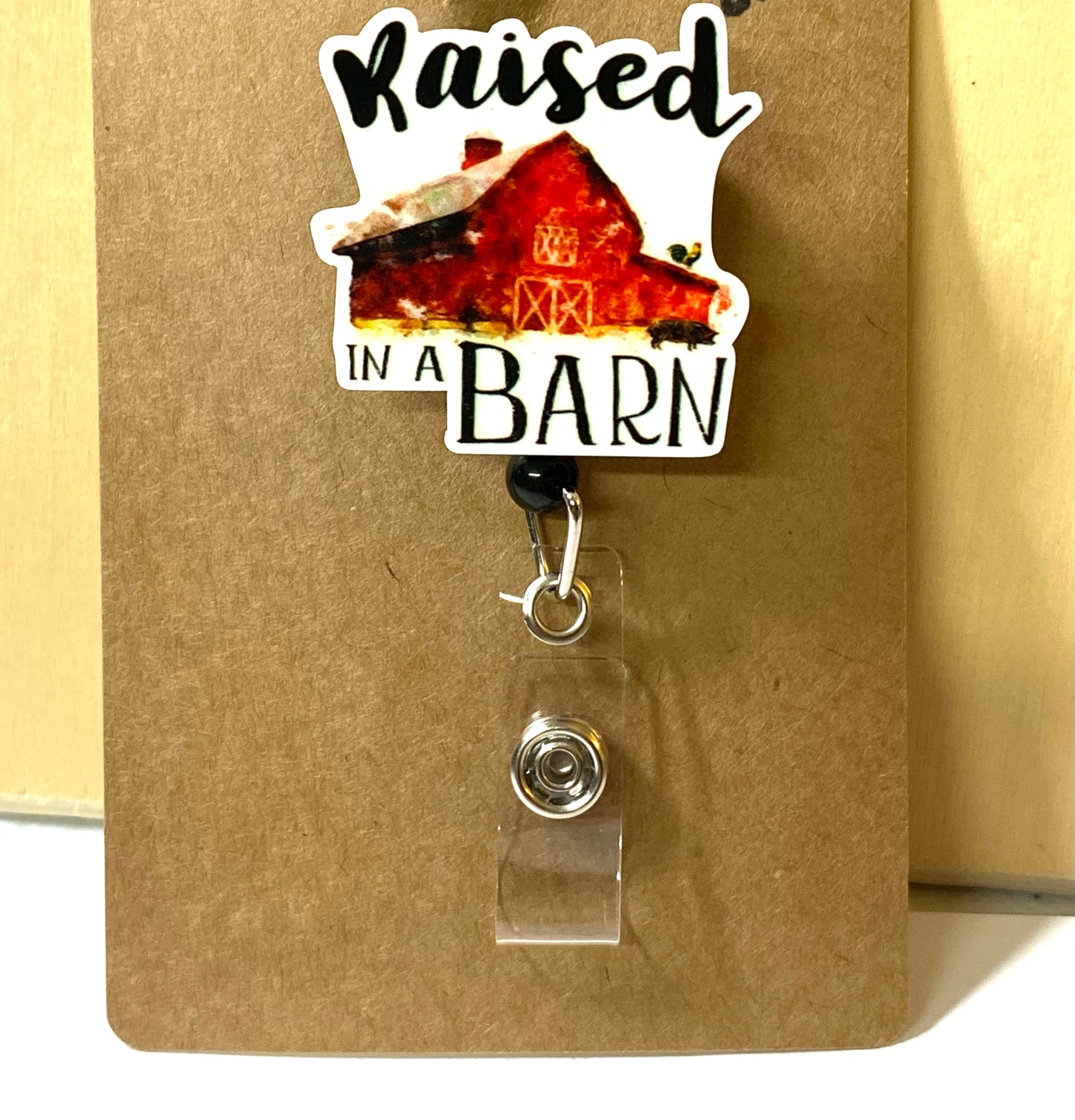 Raised In A Barn Name Badge Reel