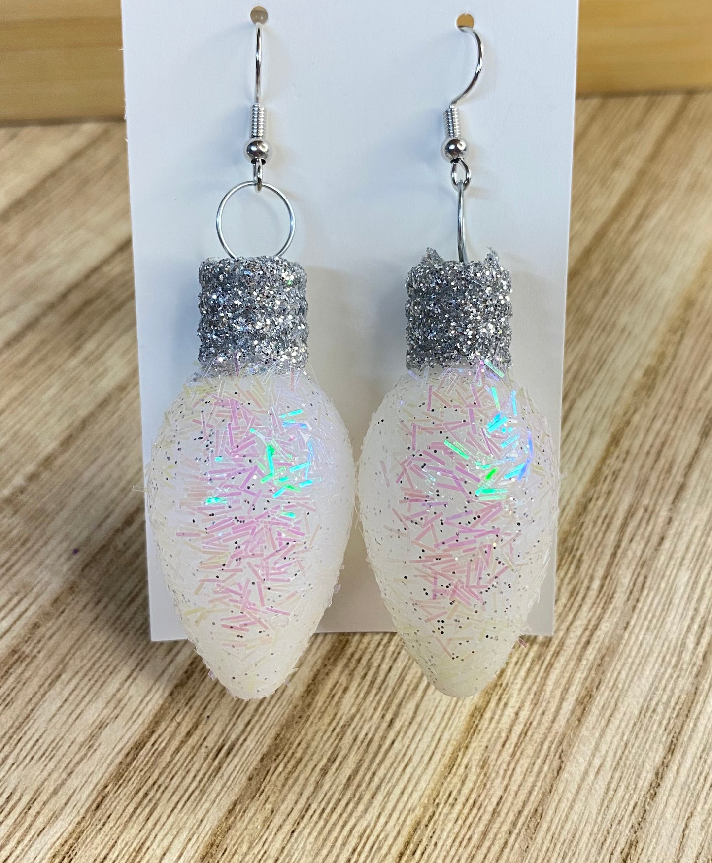 Iridescent Christmas Lightbulb Earrings