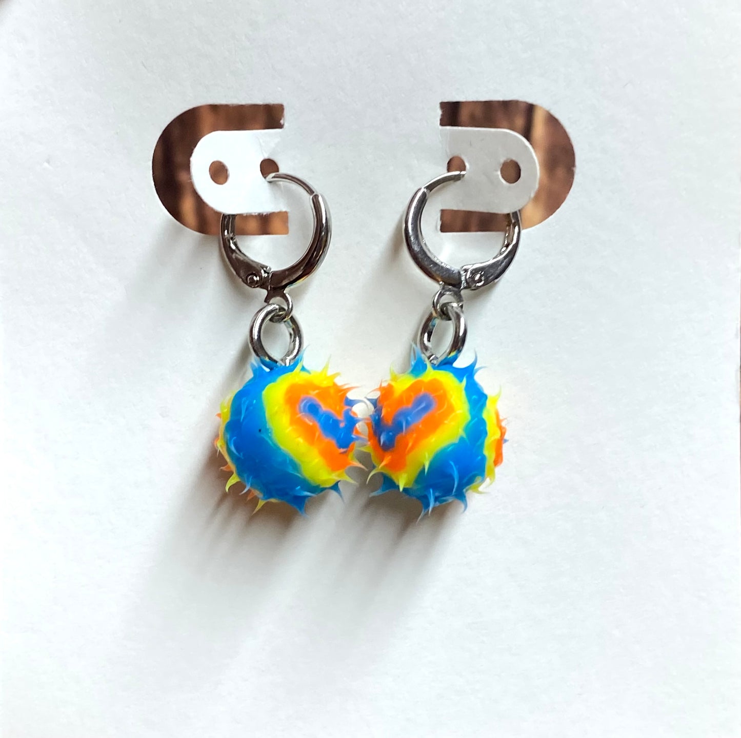 Heart Rubber Spike Ball Earrings