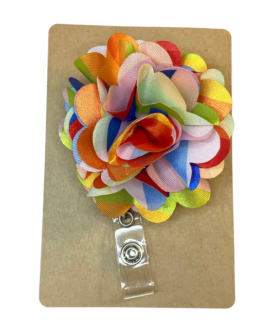 Multicolor Flower Name Badge Reel