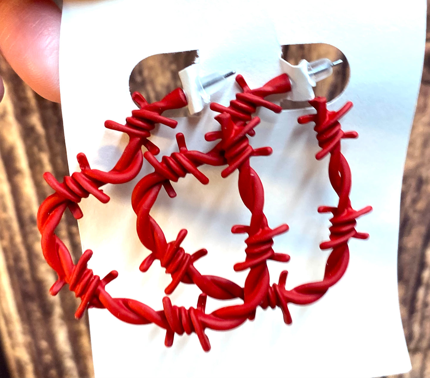 Red Barbwire Heart Earrings