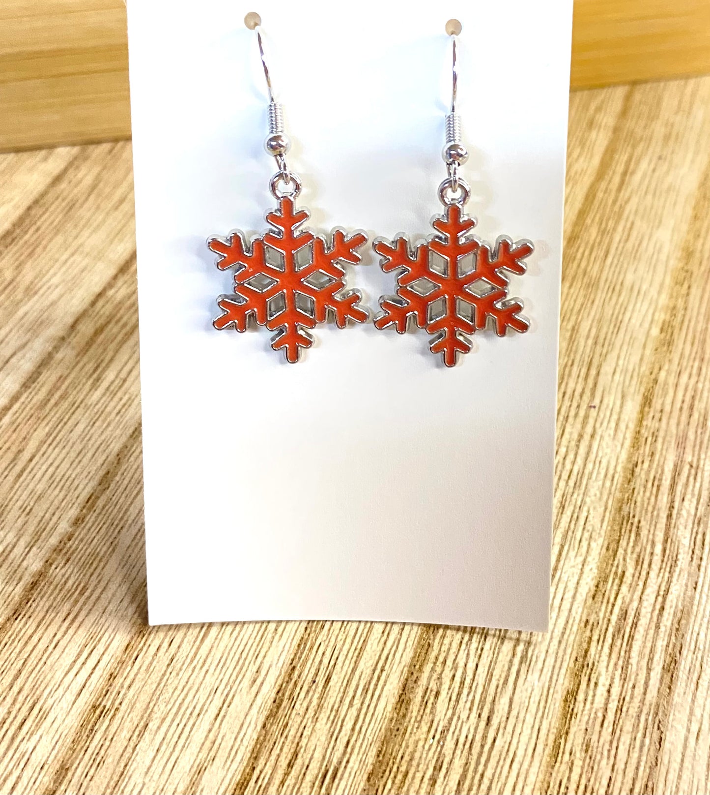 Orange Snowflake Earrings