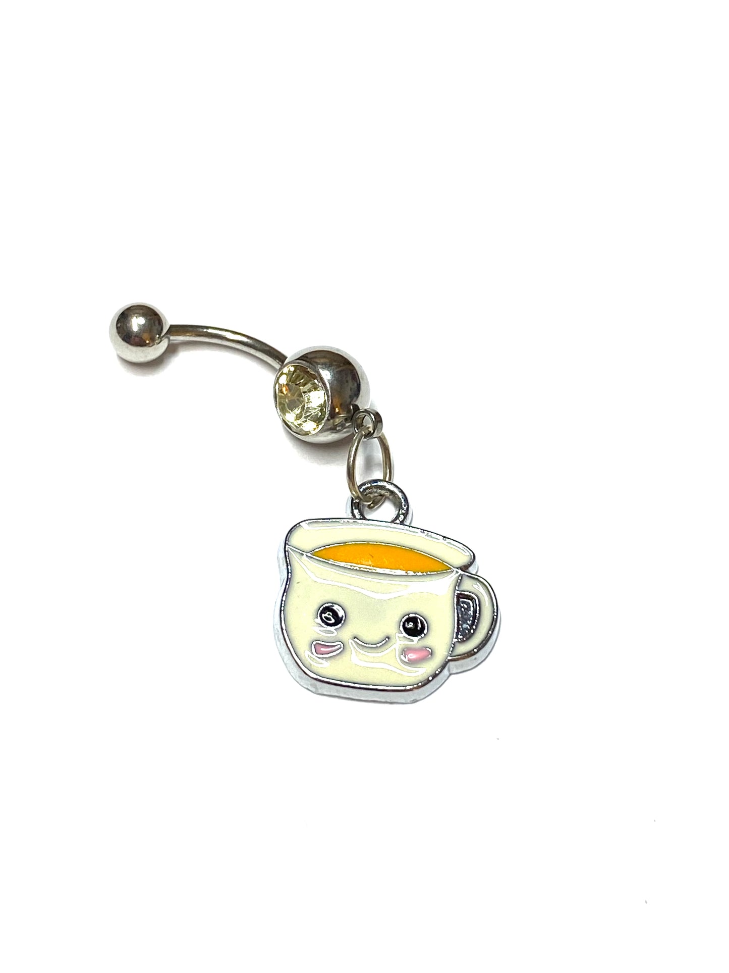 Happy Face Coffee Cup Belly Ring