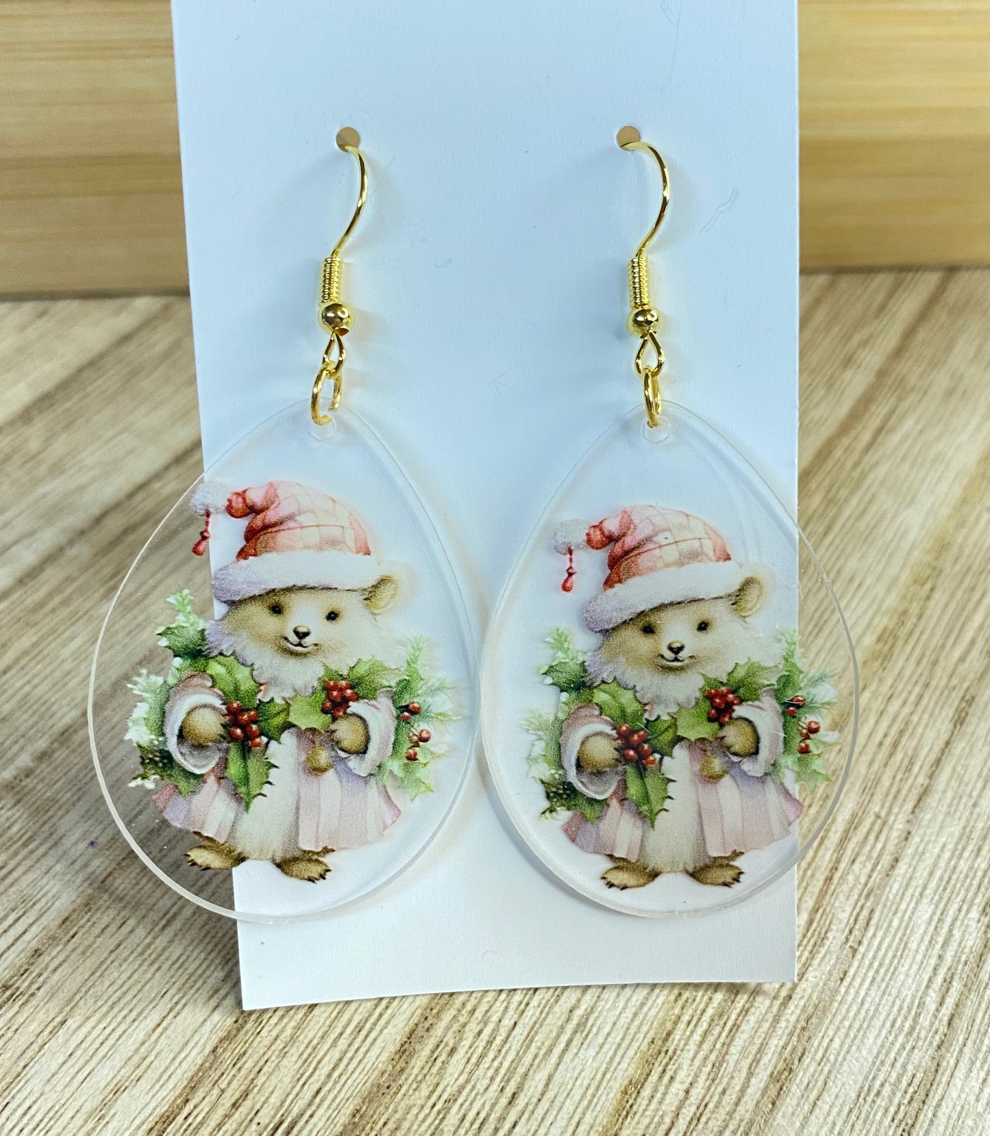 Christmas Hedgehog Teardrop Earrings