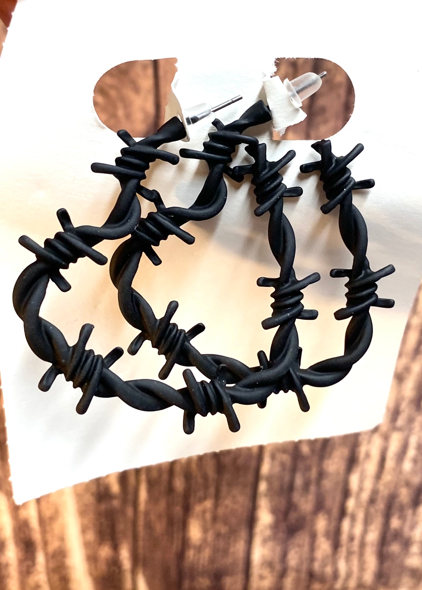 Black Barbwire Heart Earrings