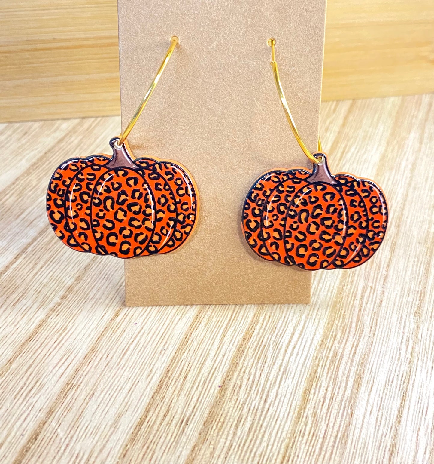 Orange Leopard Print Pumpkin Earrings