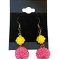 Pink and Yellow Bead Earrings