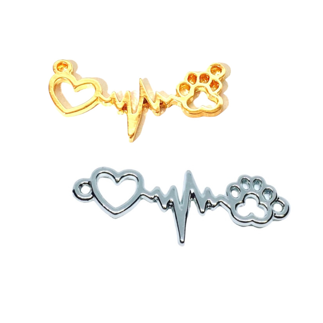 Heart EKG Puppy Love Connector Charms