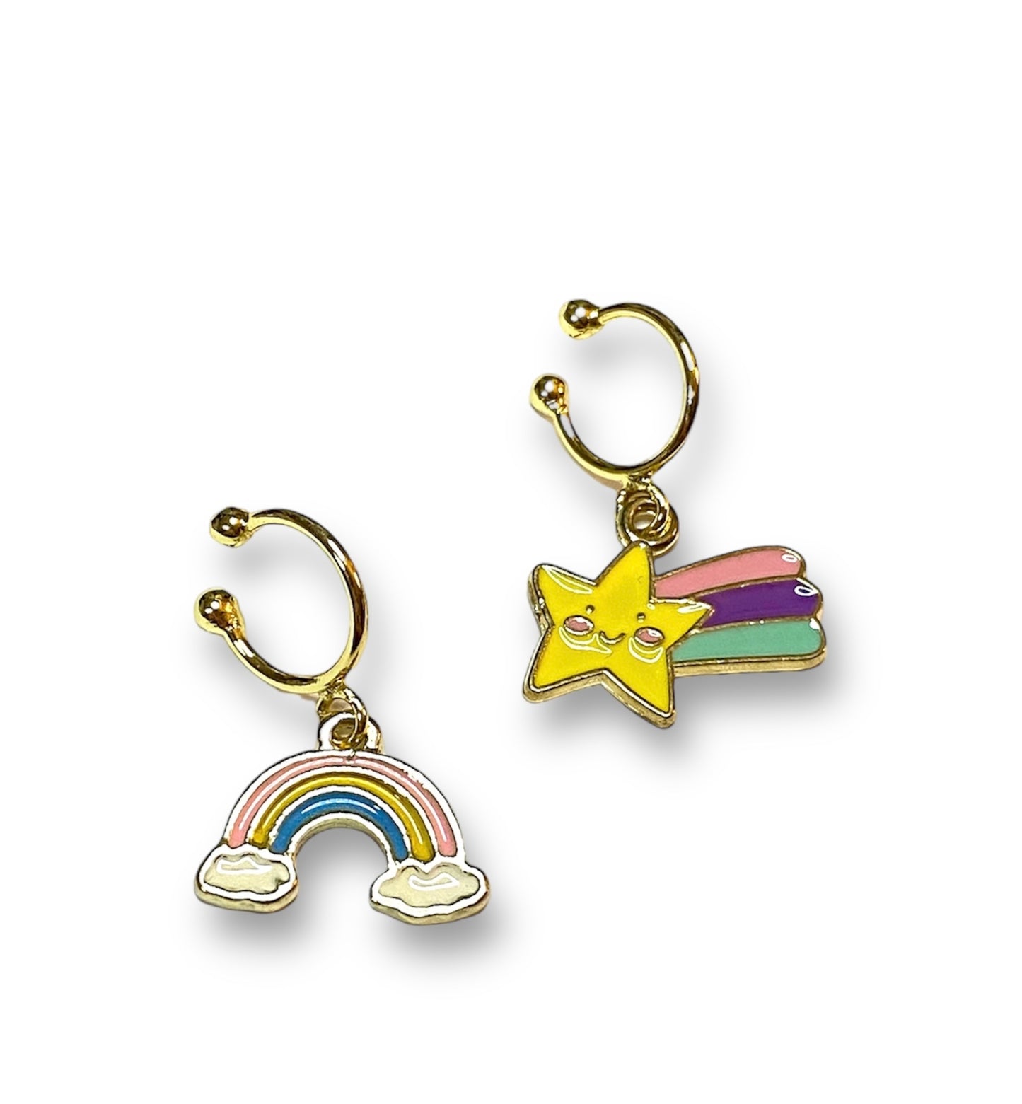 Rainbow Shooting Star Ear Cuffs Set