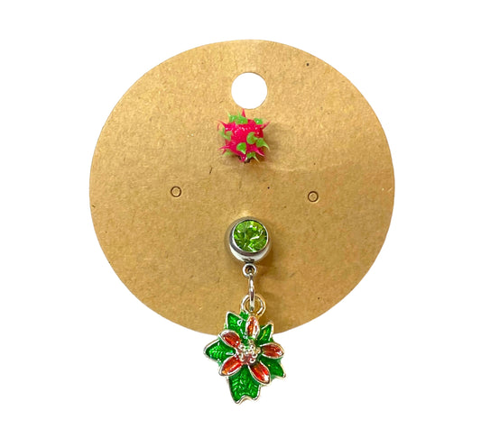 Christmas Poinsettia Belly Button Rings