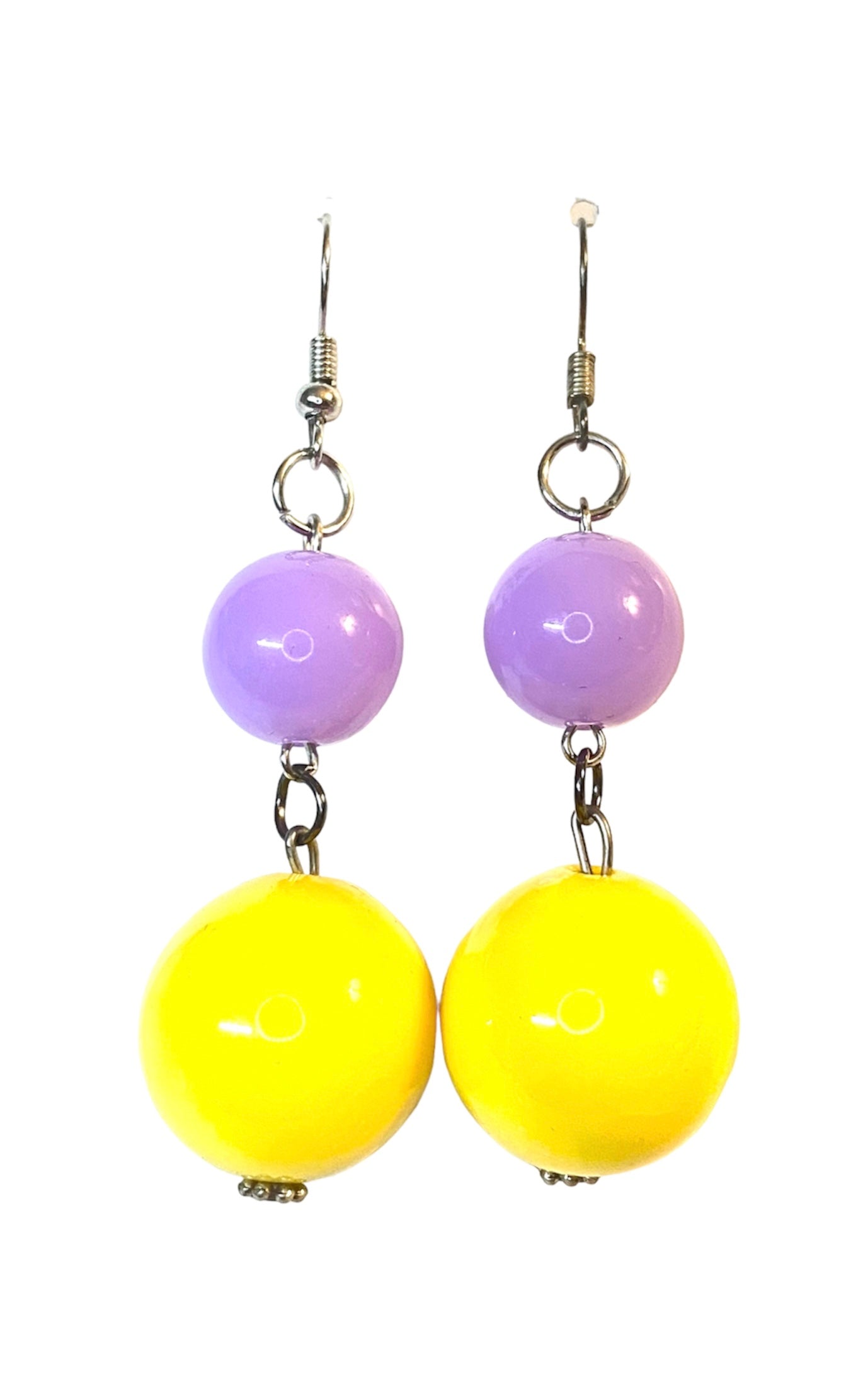 Purple and Yellow Bead Earrings