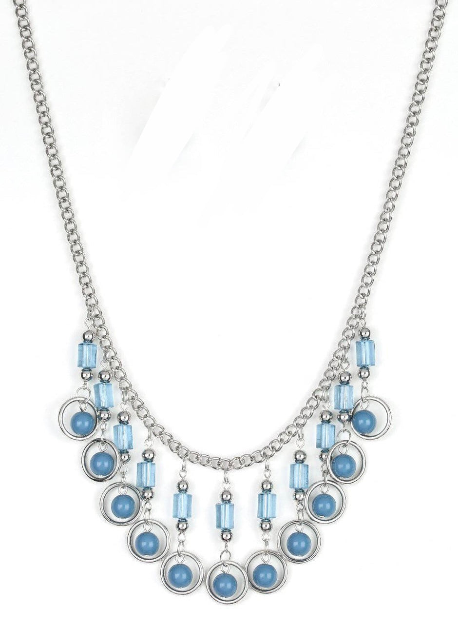 Blue Bead Charms Chain Necklace