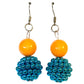 Blue and Orange Bead Earrings