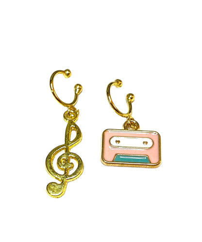 Cassette and Treble Clef Music Ear Cuffs