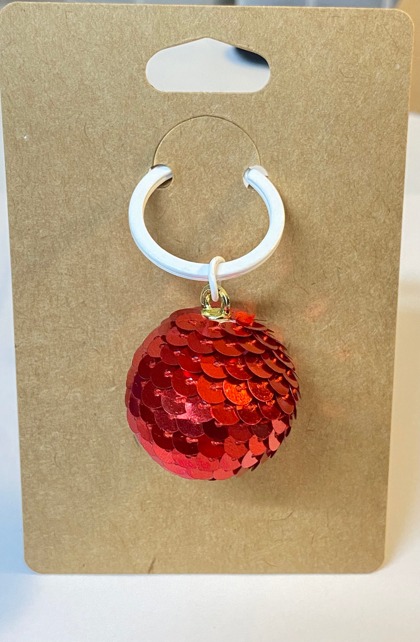 Red Sequins Ball Keychain