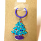 Multicolor Rhinestone Blue Christmas Tree Keychain