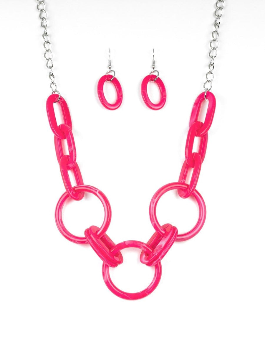 Pink and Silver Chain Necklace