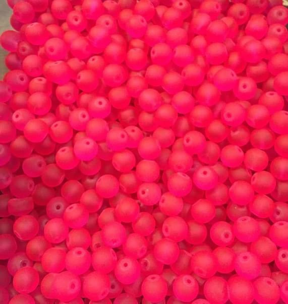 Frosted Fuchsia Glass Beads