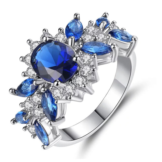 Sapphire Blue Crystal Ring