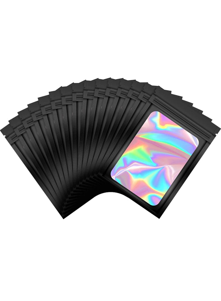 Black Holographic Resealable Packaging Bags