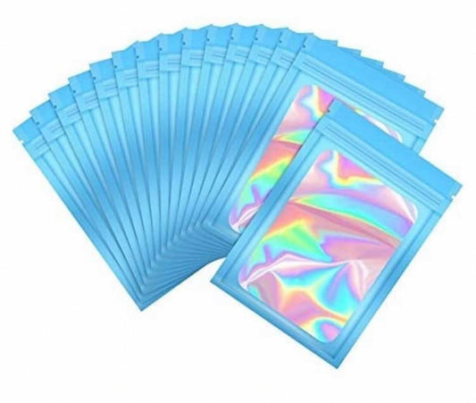 Blue Holographic Resealable Packaging Bags