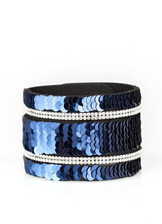 Dark Blue Sequins Cuff Bracelet